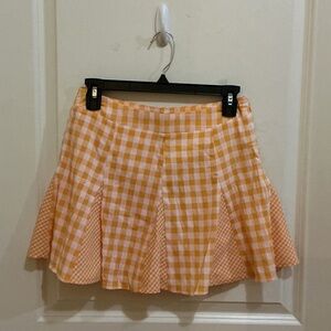 Forever 21 Orange Checkered Skater Skirt
